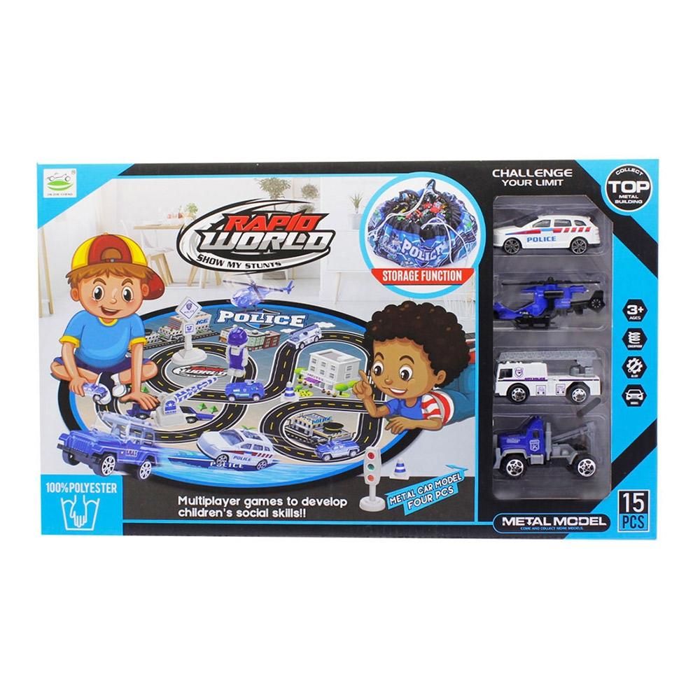 2 az 1-ben játszószőnyeg rendőrautókkal, játéktárolóval (többféle)