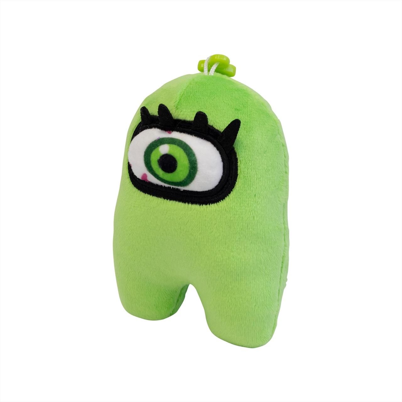 Among Us plüss akasztóval, 13 cm - zöld, szörnyszemes