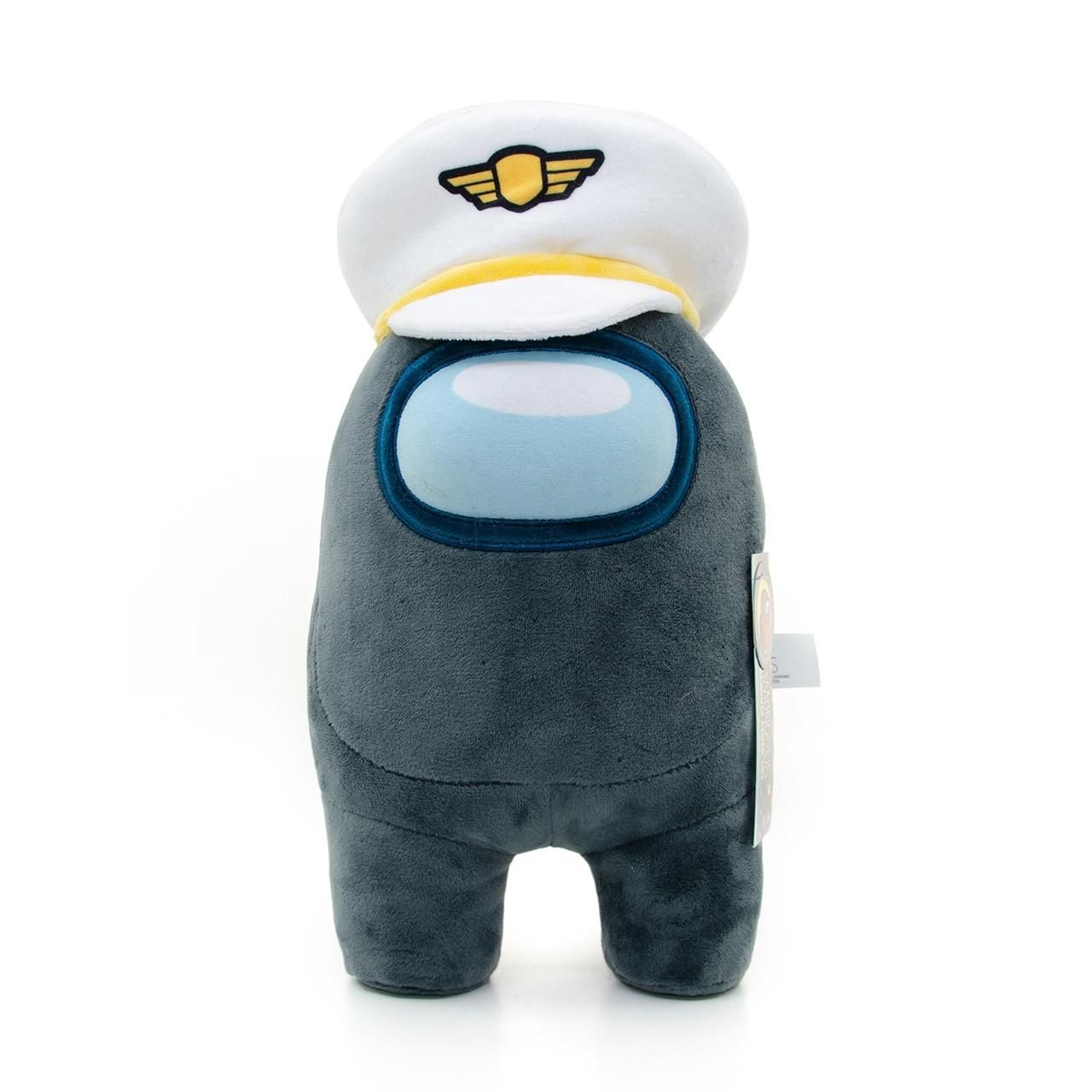 Among Us plüss figura 30 cm - fekete, kapitány sapkával