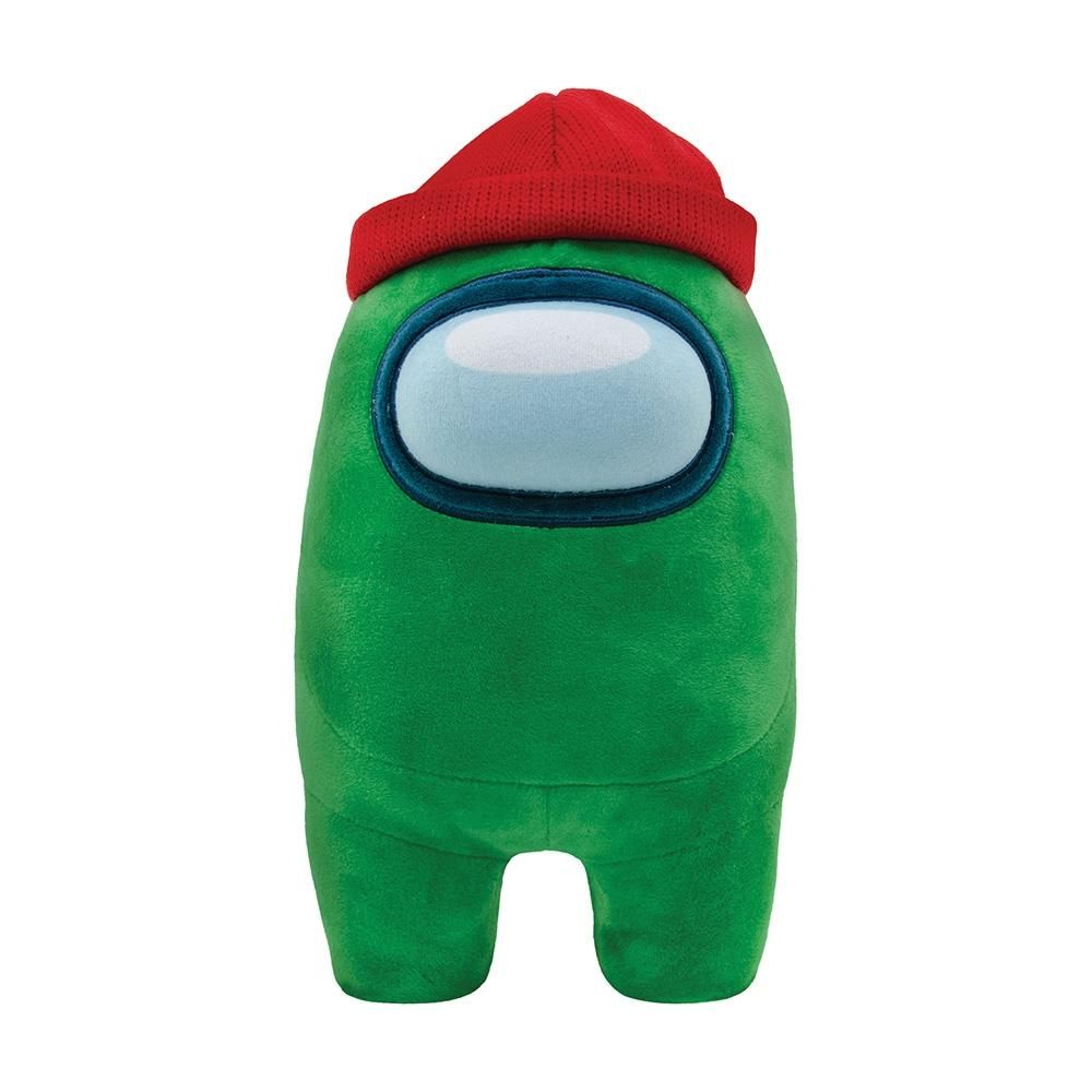 Among Us plüss figura 30 cm - zöld, beanie sapkás