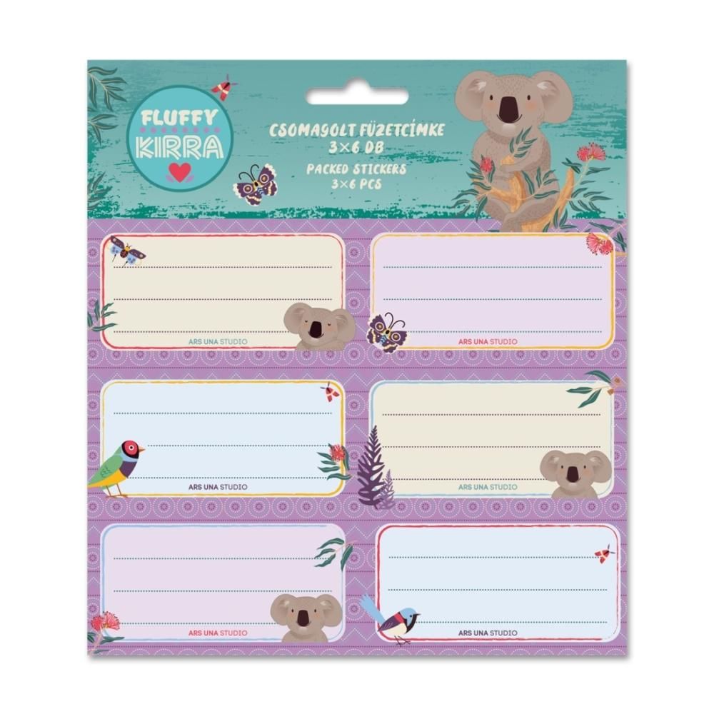 Ars Una Kirra Koala csomagolt füzetcímke, 3x6 db-os