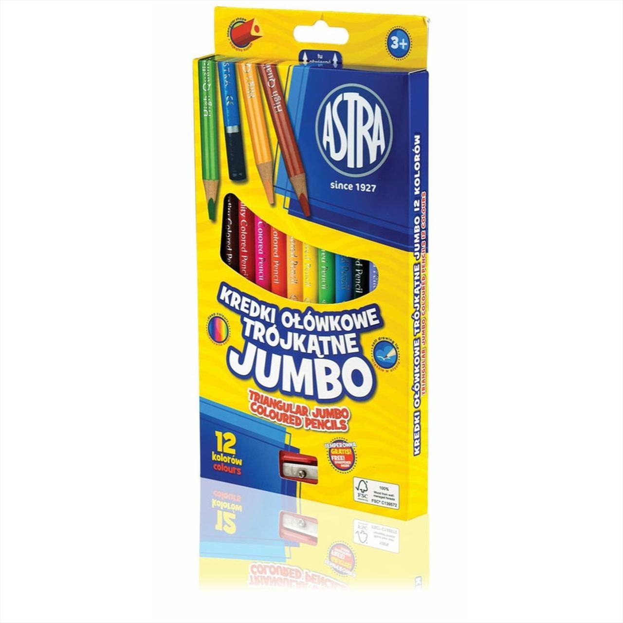 Astra Jumbo 12 db-os színes ceruza készlet hegyezővel