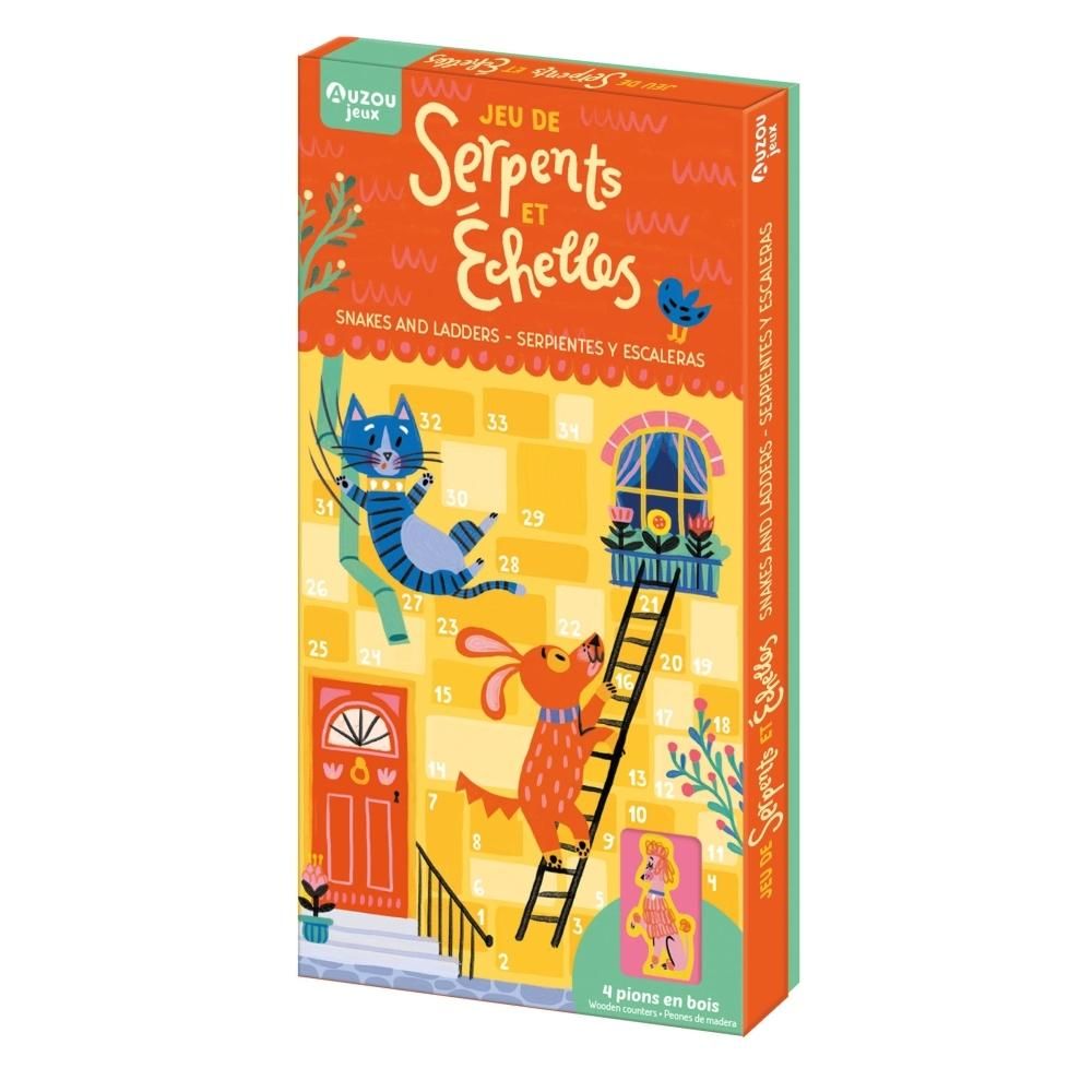 Auzou Kígyók és létrák társasjáték fa bábukkal