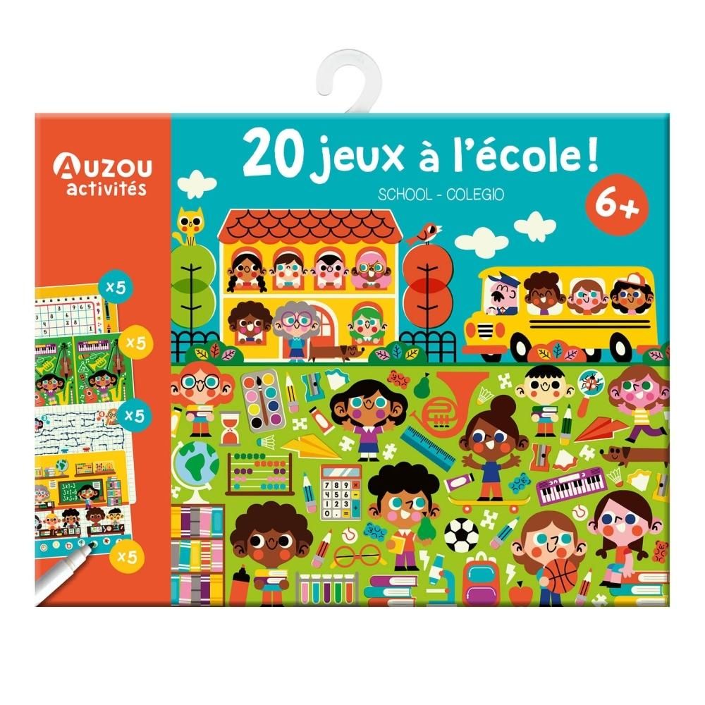 Auzou Letörölhető fejtörő feladatkártyák - Játék az iskolában