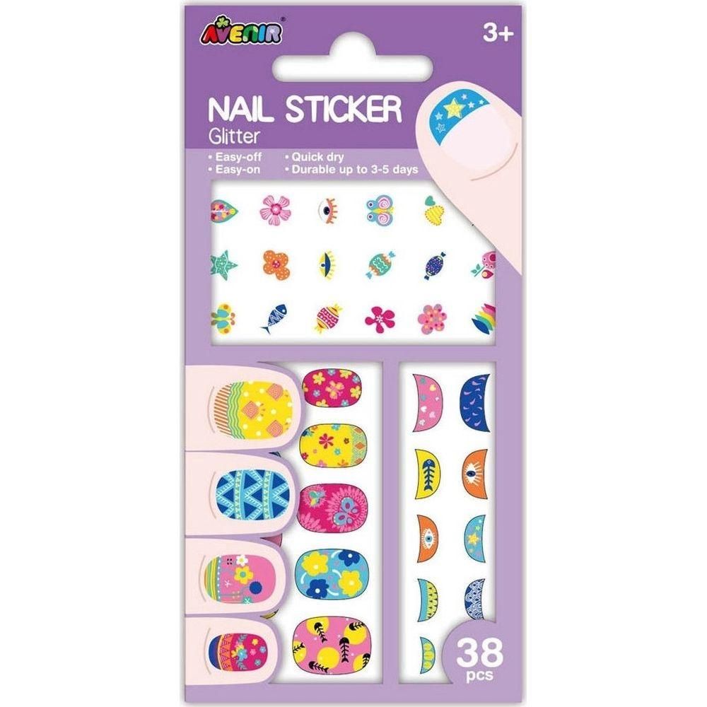 Avenir Csillogó körömmatrica szett - Virágok