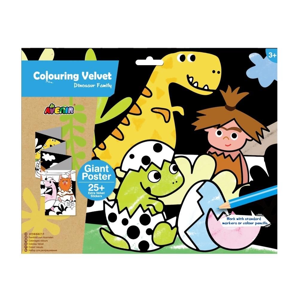 Avenir Óriás bársonyszínező matricákkal - dínó család 