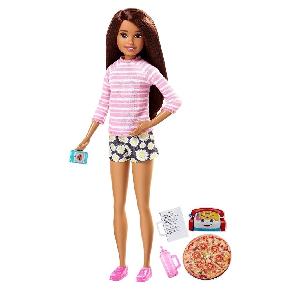 Barbie bébiszitter baba - Pizza szett