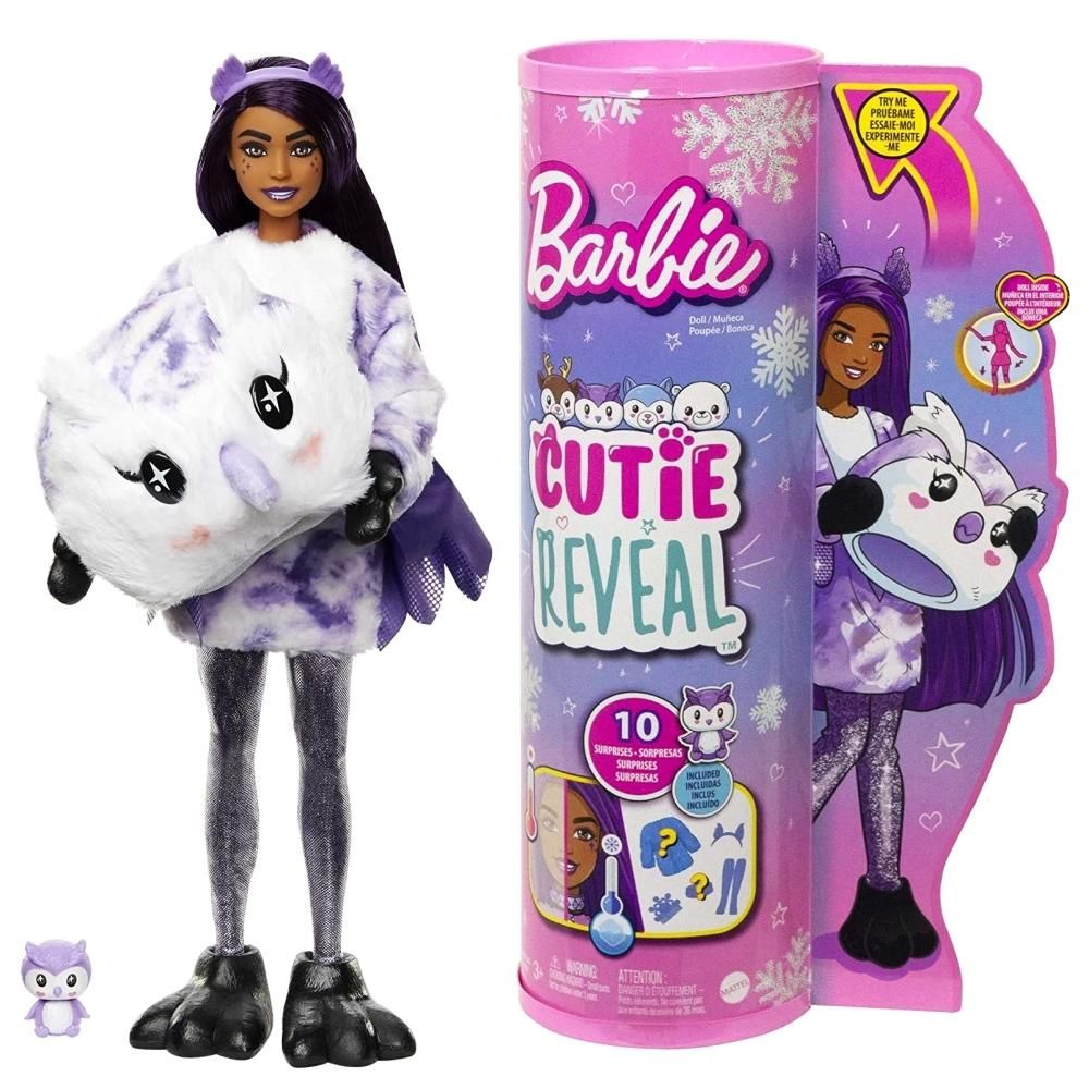 Barbie Cutie Reveal meglepetés baba, 3. téli sorozat - bagoly (HJM12/HJL62)