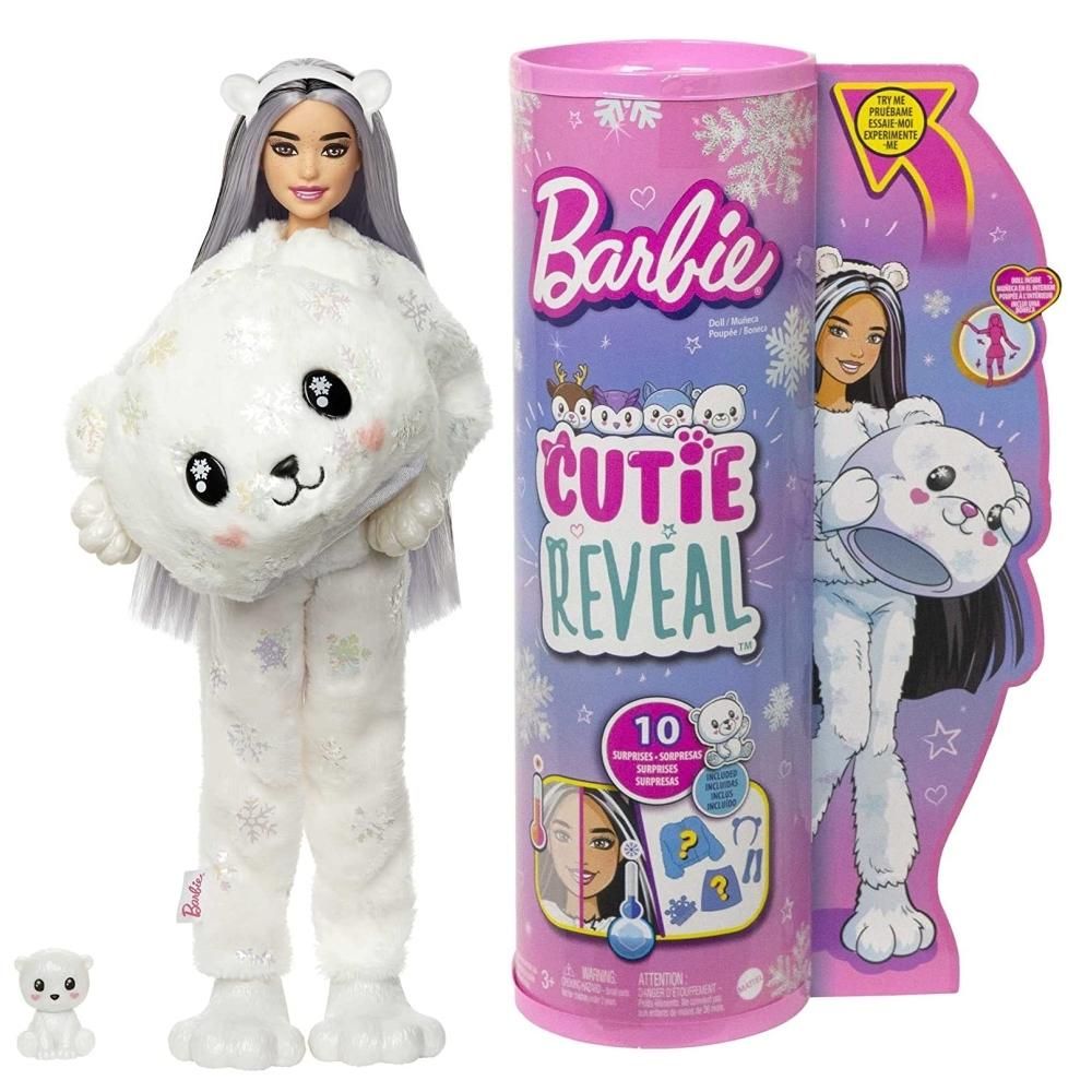 Barbie Cutie Reveal meglepetés baba, 3. téli sorozat - jegesmedve (HJM12/HJL64)