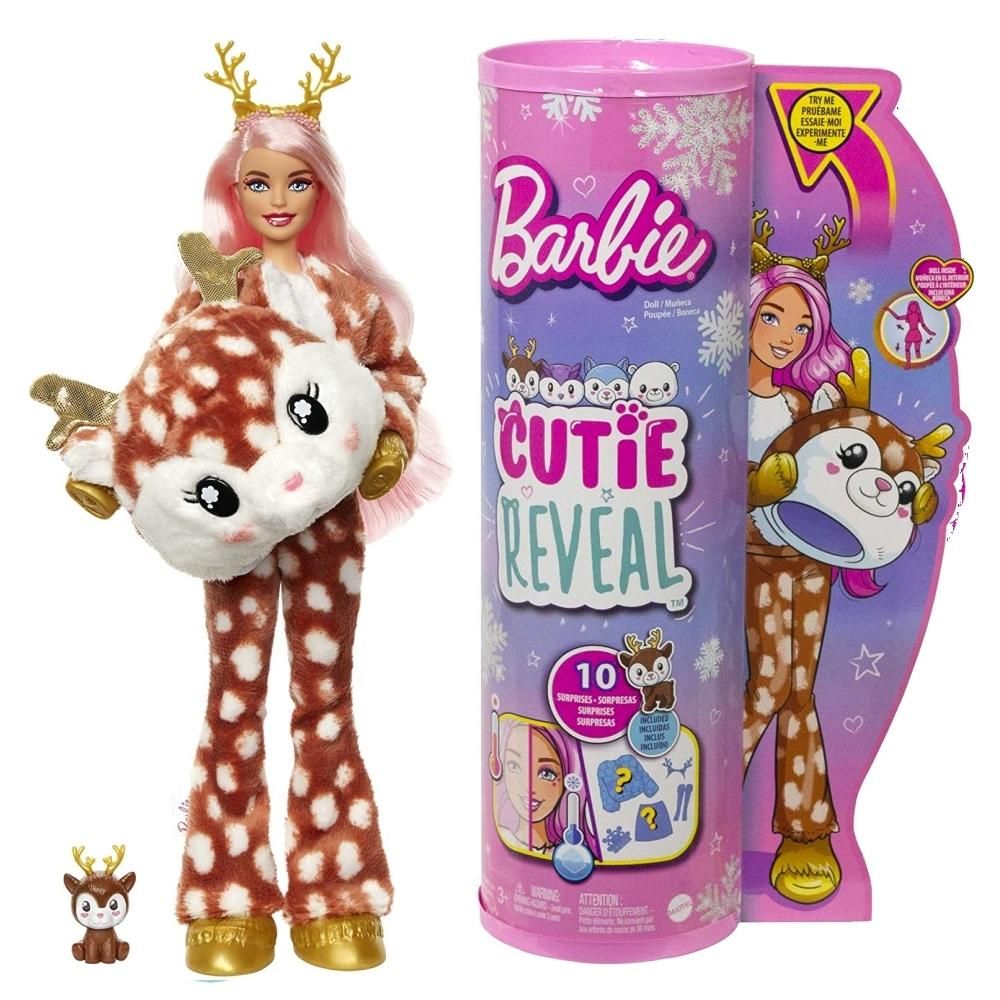 Barbie Cutie Reveal meglepetés baba, 3. téli sorozat - őz (HJM12/HJL61)