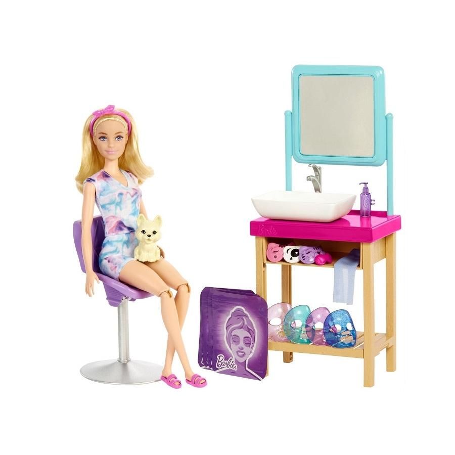 Barbie feltöltodés - Szépségszalon szett csillogó maszkokkal (HCM82)
