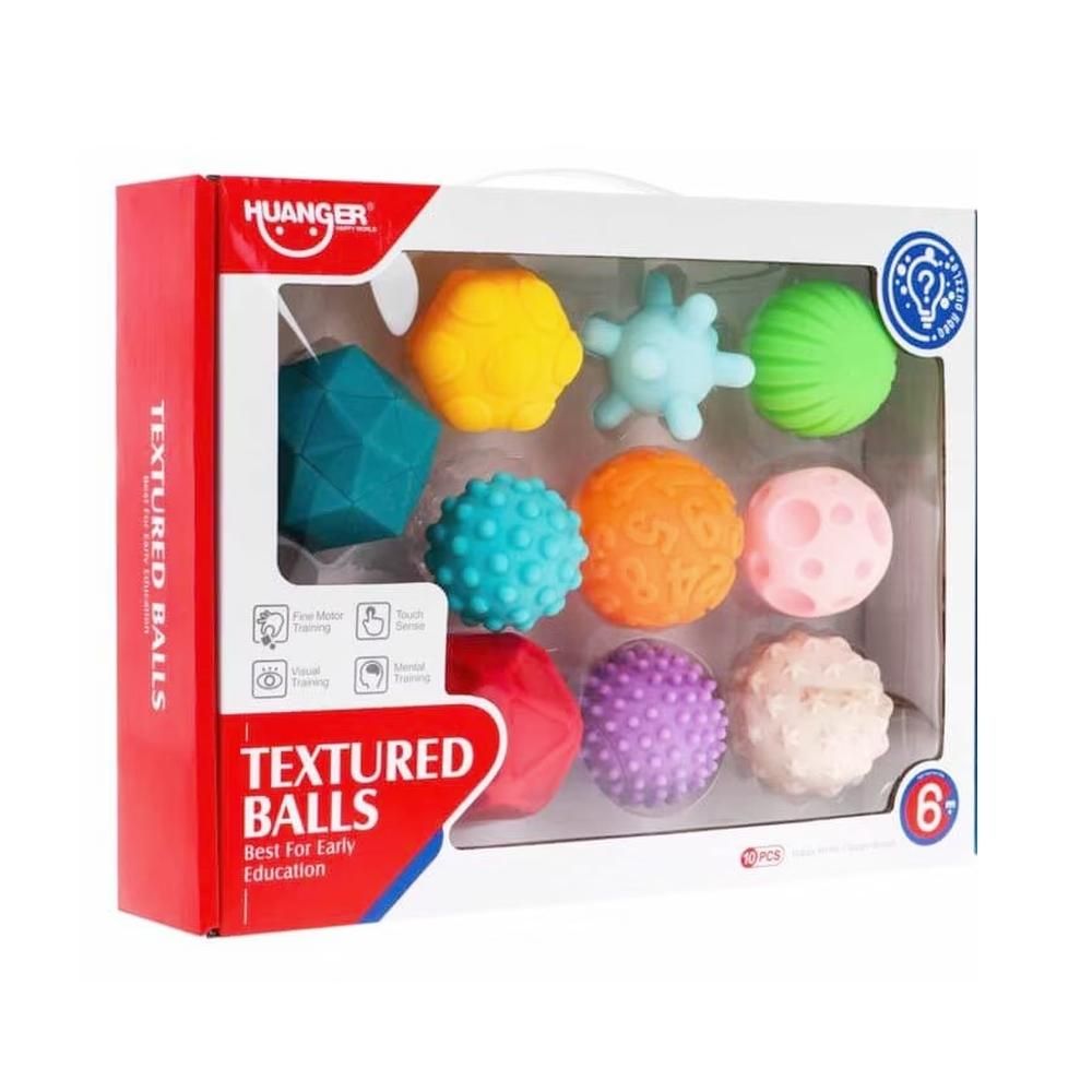 Bébi bordázott tapintásfejlesztő labdák 10 db-os