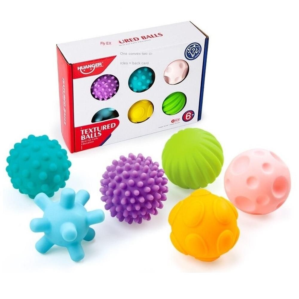 Bébi bordázott tapintásfejlesztő labdák 6 db-os