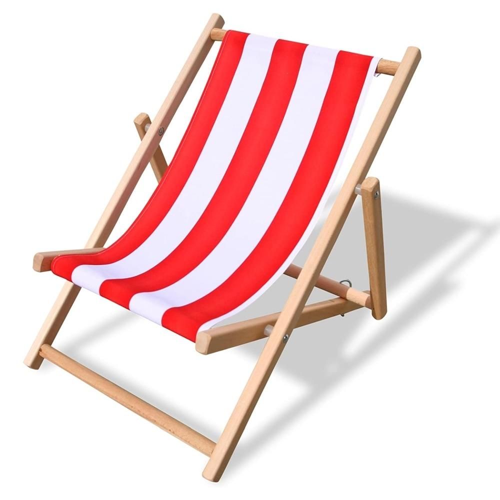 Beluga gyerek napozószék, piros-fehér csíkos