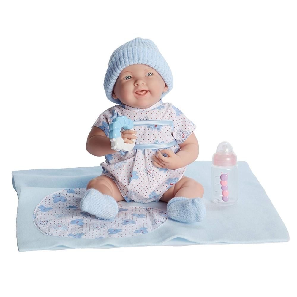 Berenguer játékbaba lány kék mintás ruhában 39 cm