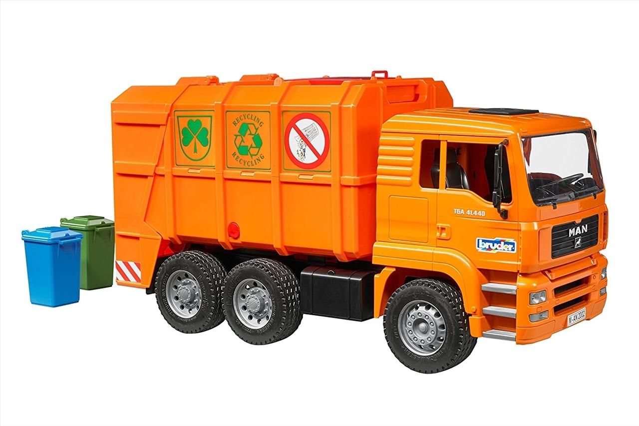 Bruder MAN narancssárga szemetesautó