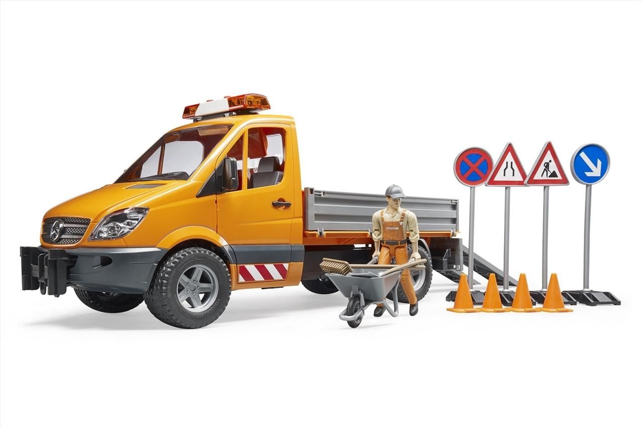 Bruder MB Sprinter útépítő tartozékokkal, hanggal és fényjelzővel