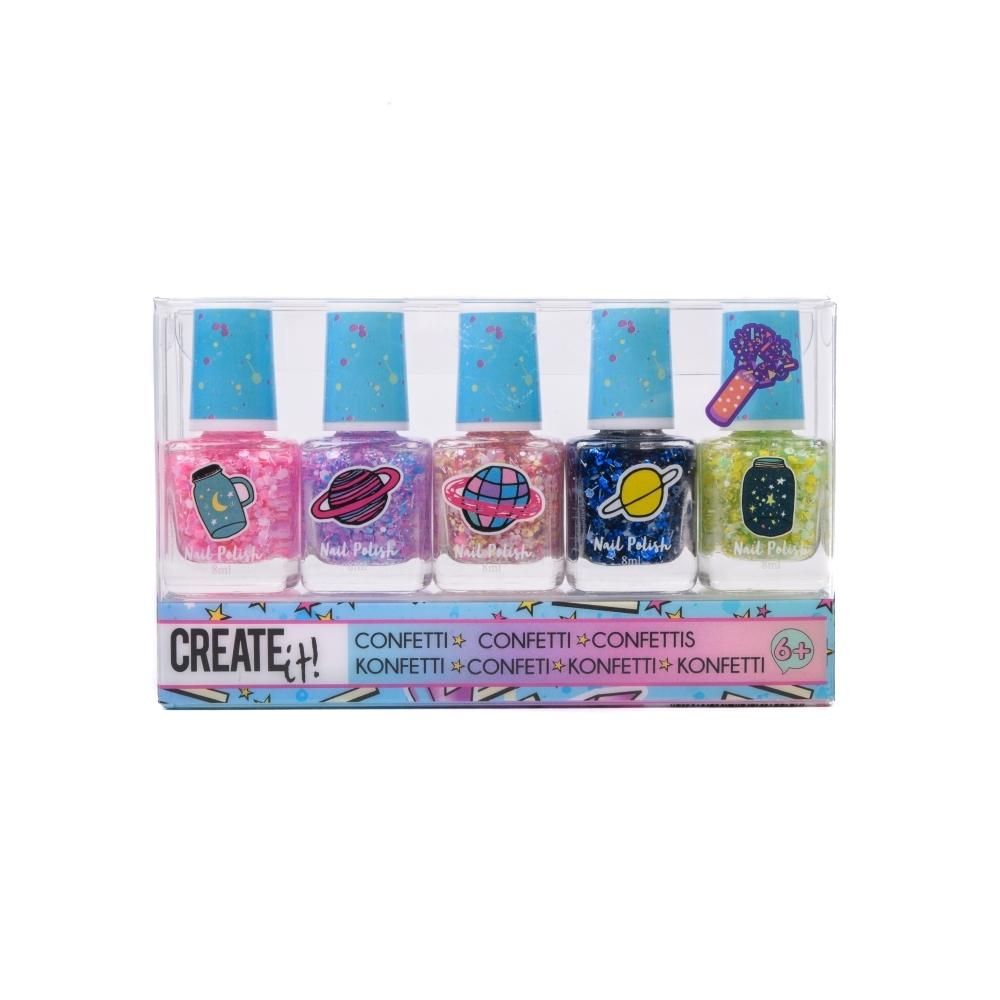 Canenco Create It! Körömlakk 5 darabos szett konfettivel