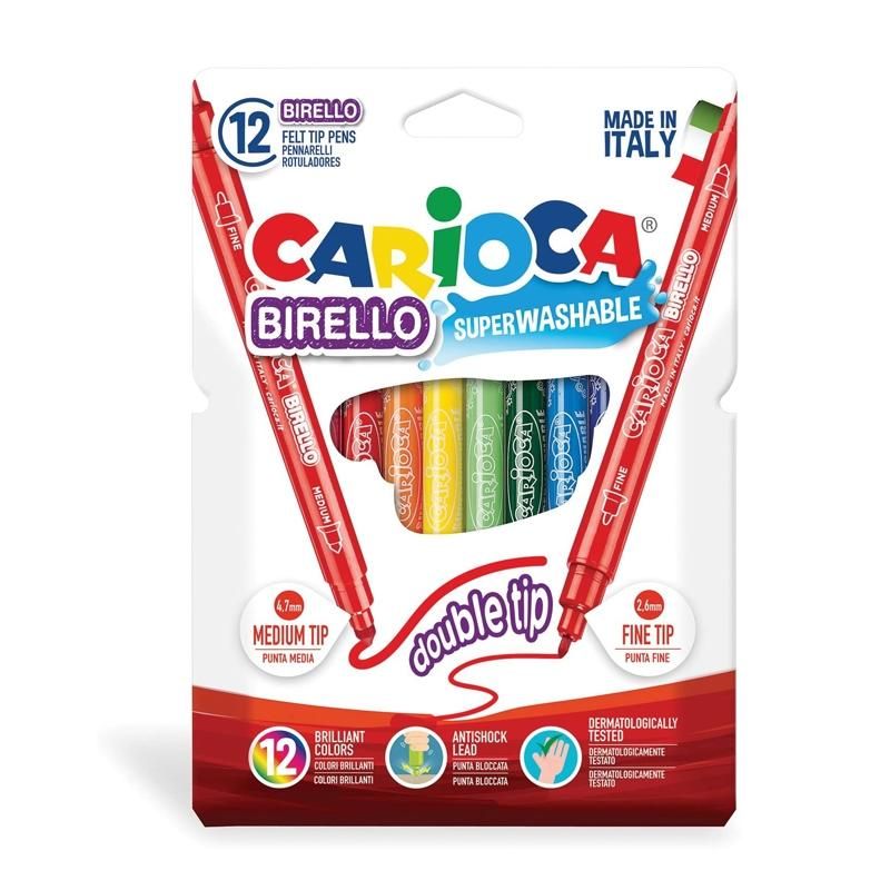 Carioca Színes filctoll szett kétféle fejjel, 12 db-os