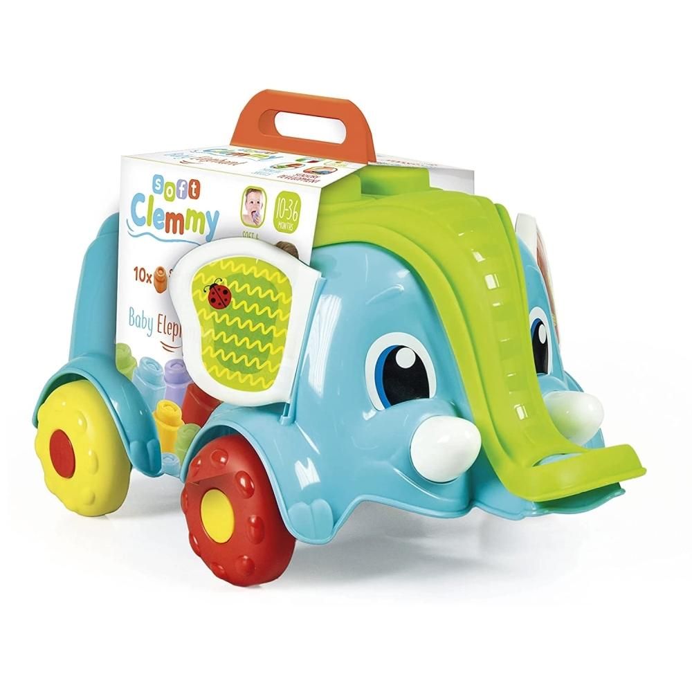 Clementoni Clemmy Húzható bébi elefánt 10 db puha építőkockával