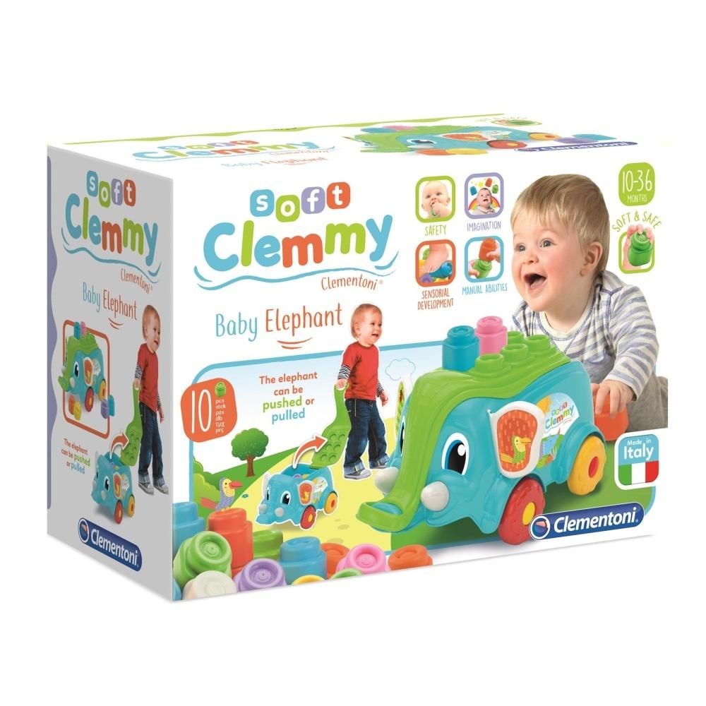 Clementoni Clemmy Húzható bébi elefánt puha építőkockákkal