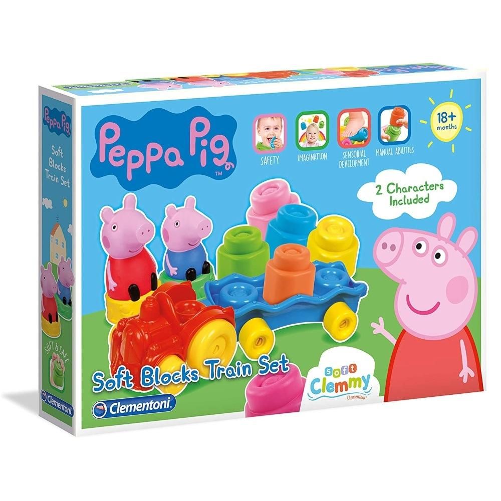 Clementoni Clemmy Peppa malac vonat puha építőkockákkal szett