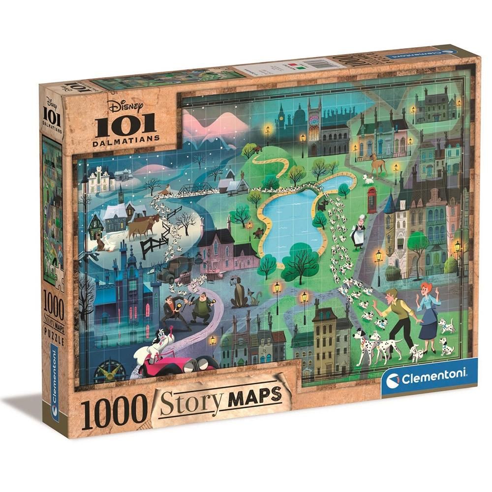 Clementoni Puzzle 1000 db Disney Story Maps - 101 kiskutya
