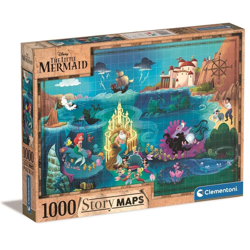Clementoni Puzzle 1000 db Disney Story Maps - A kis hableány