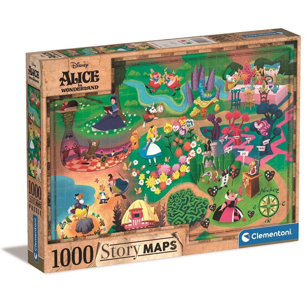 Clementoni Puzzle 1000 db Disney Story Maps - Alíz Csodaországban