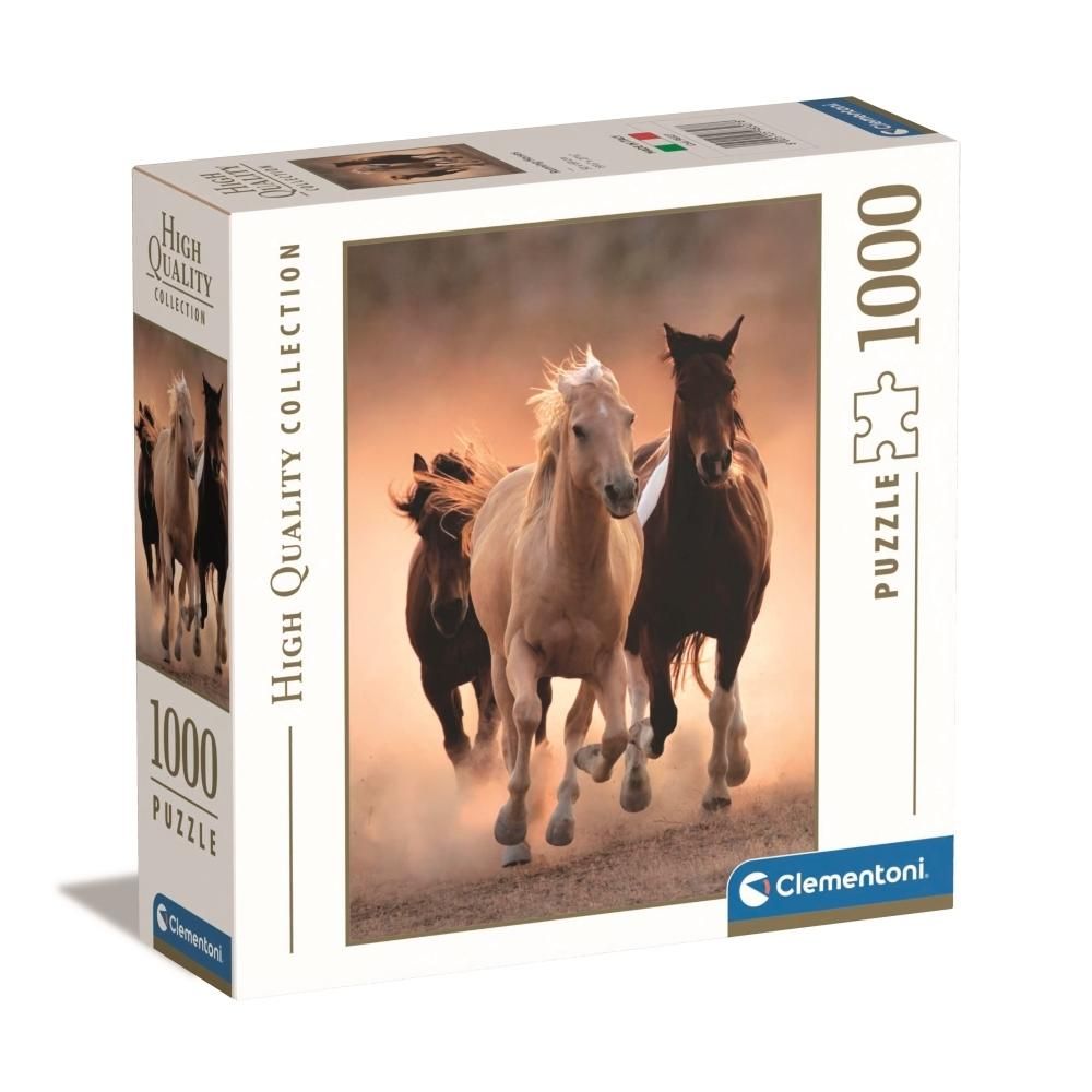 Clementoni Puzzle 1000 db High Quality Collection, négyzet alakú dobozban - Vágtázó lovak