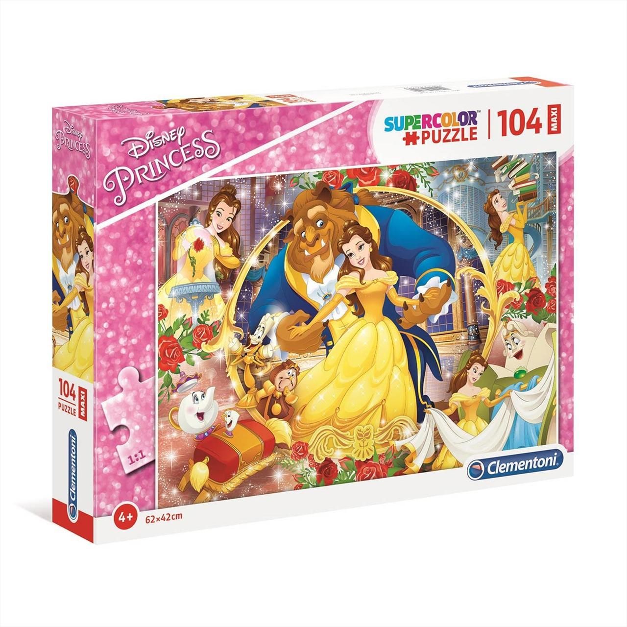 Clementoni Puzzle 104 db Max,i Supercolor - Disney Szépség és a Szörnyeteg