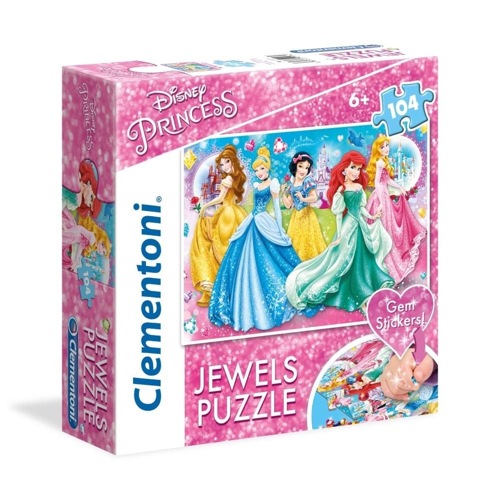 Clementoni Puzzle 104 db SuperColor Ékköves, négyzet alakú dobozban - Disney hercegnők