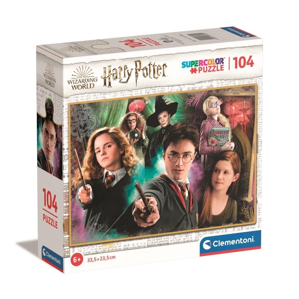 Clementoni Puzzle 104 db SuperColor, négyzet alakú dobozban - Harry Potter: Hermione, Harry, Ron