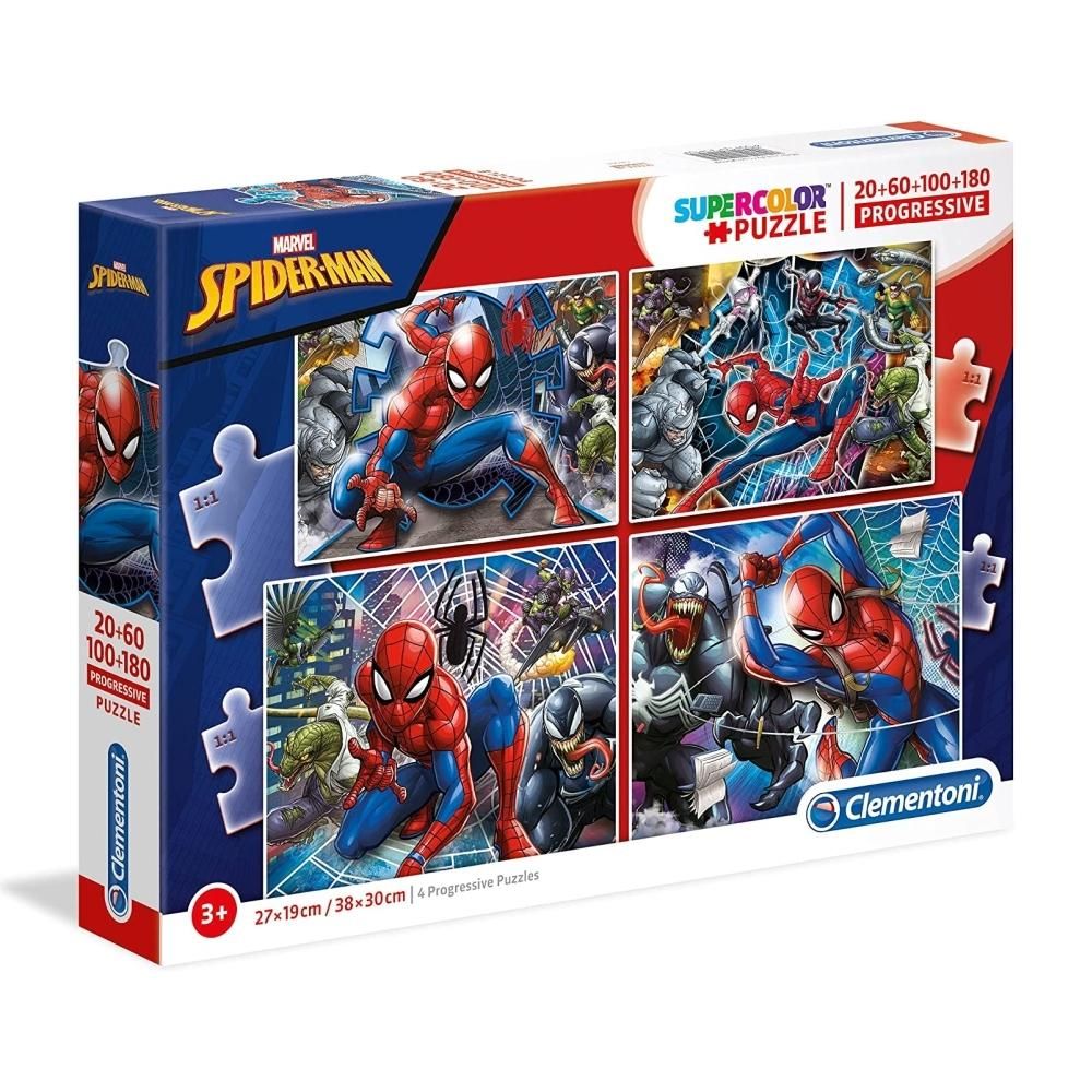 Clementoni Puzzle 20+60+100+180 db Supercolor - Pókember