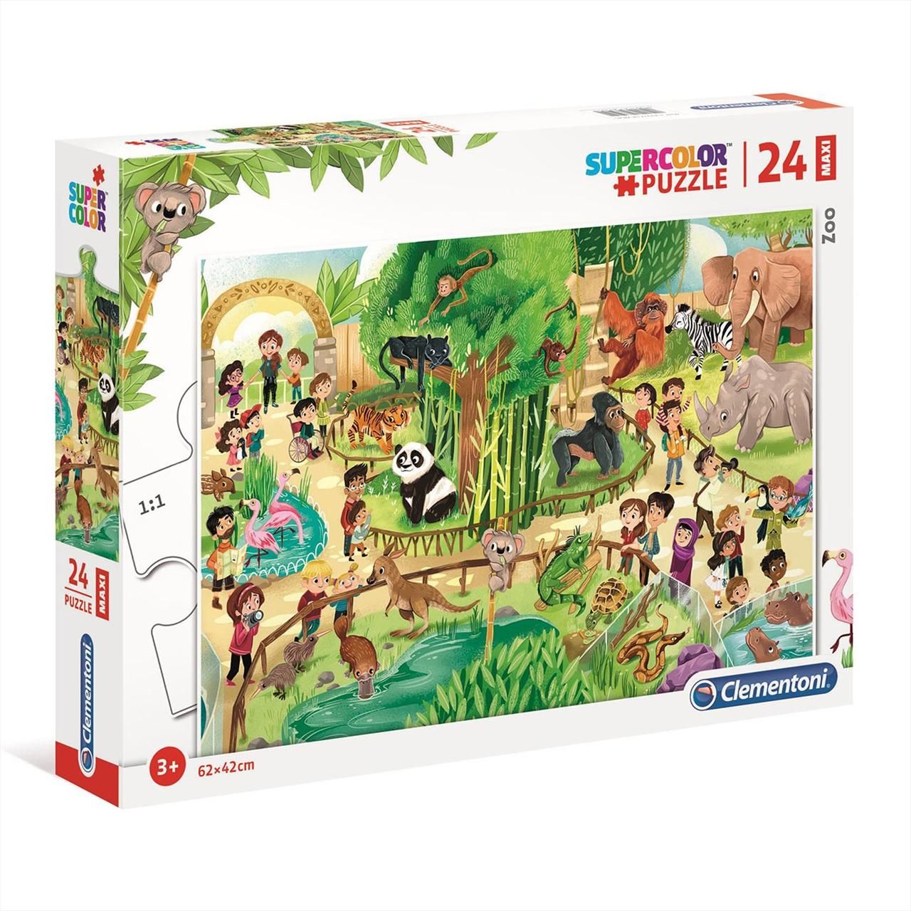 Clementoni Puzzle 24 db Maxi, Supercolor - Állatkert