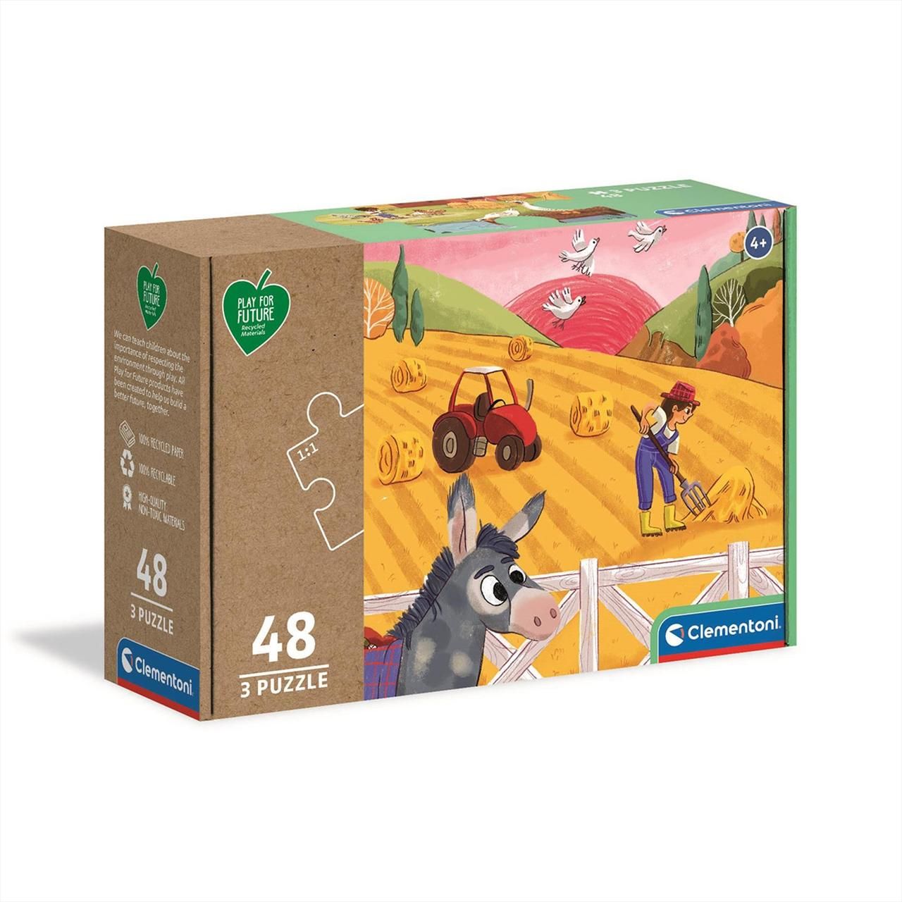 Clementoni Puzzle 3x48 db - Play for Future - Farm állatok