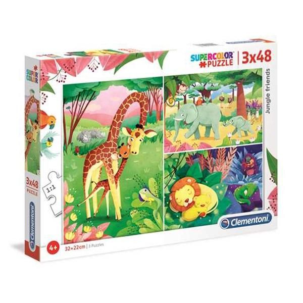 Clementoni Puzzle 3x48 db Supercolor - Dzsungel barátok