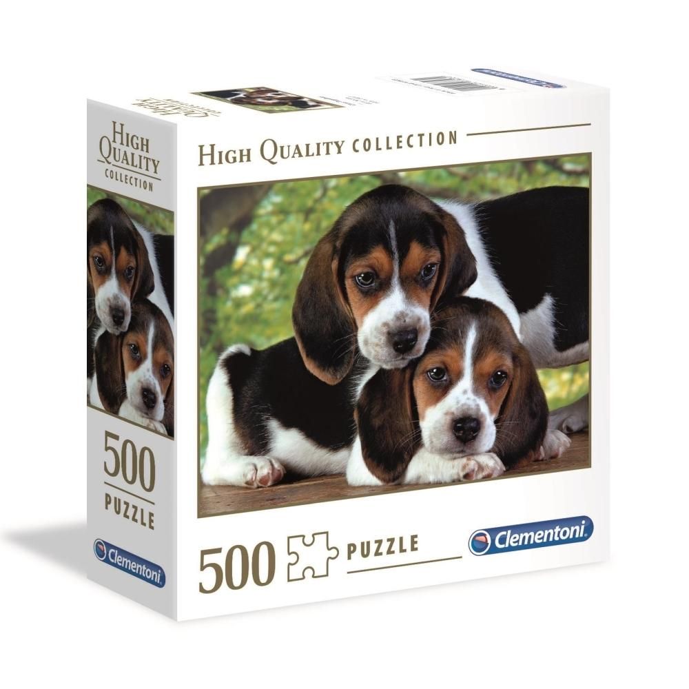 Clementoni Puzzle 500 db High Quality Collection, négyzet alakú dobozban - Beagle kiskutyák