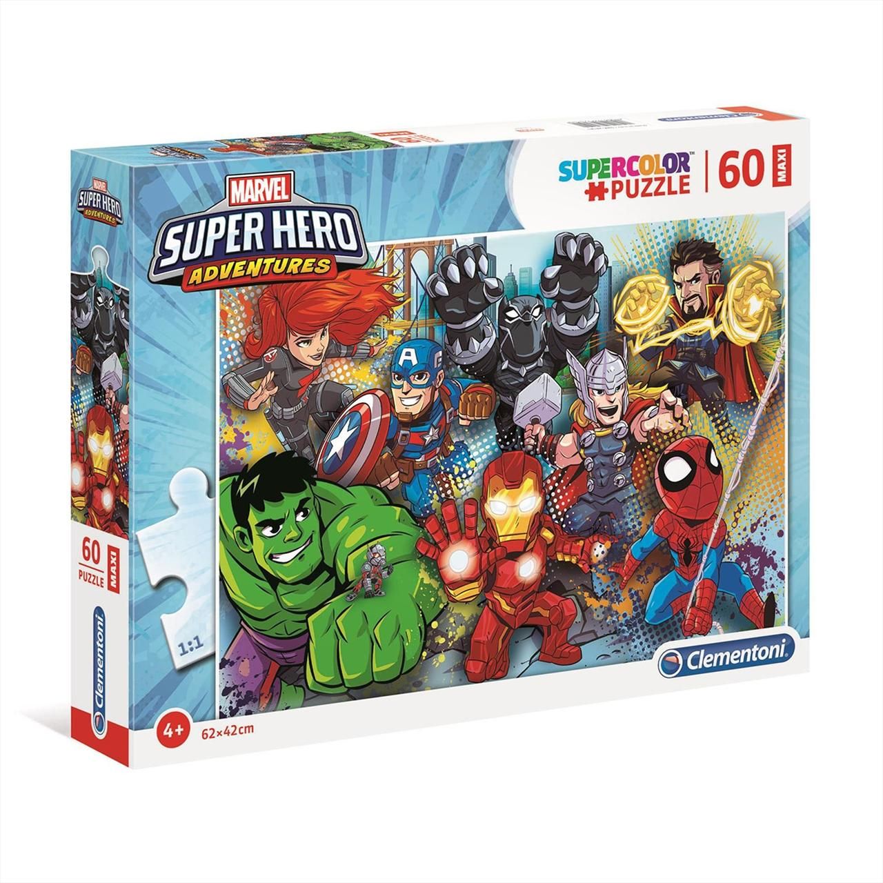 Clementoni Puzzle 60 db Maxi, Supercolor - Marvel szuperhősök