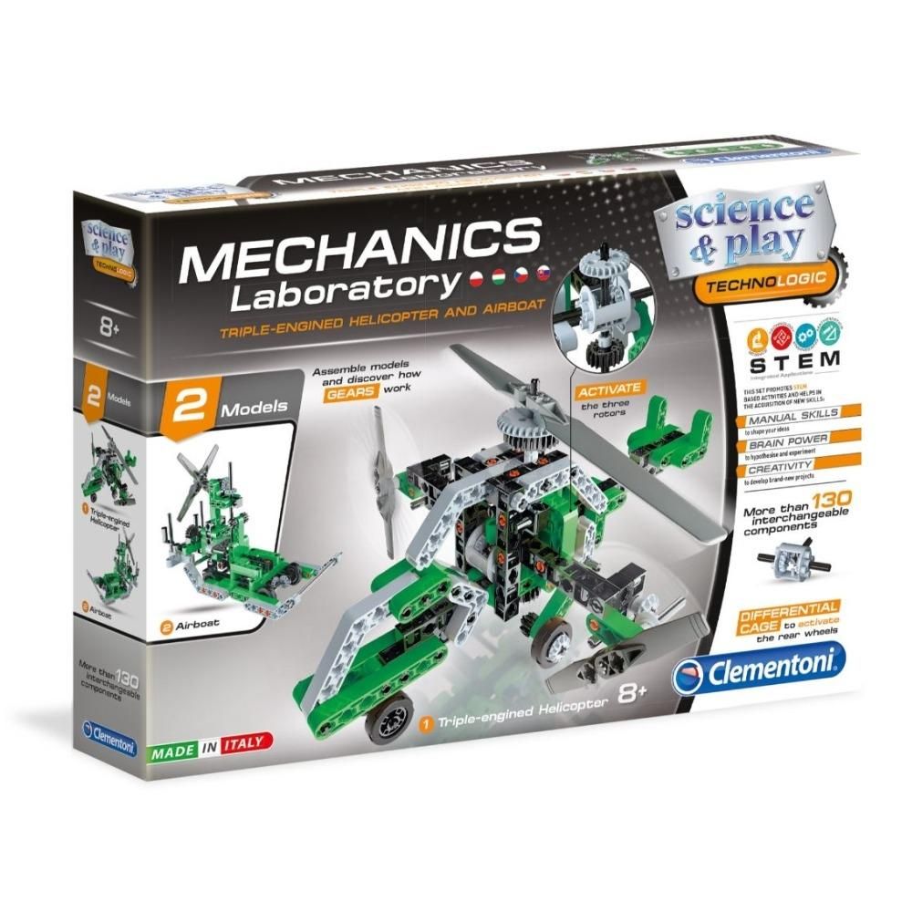 Clementoni Science Mechanikus Műhely: helikopter és mocsárjáró építőjáték