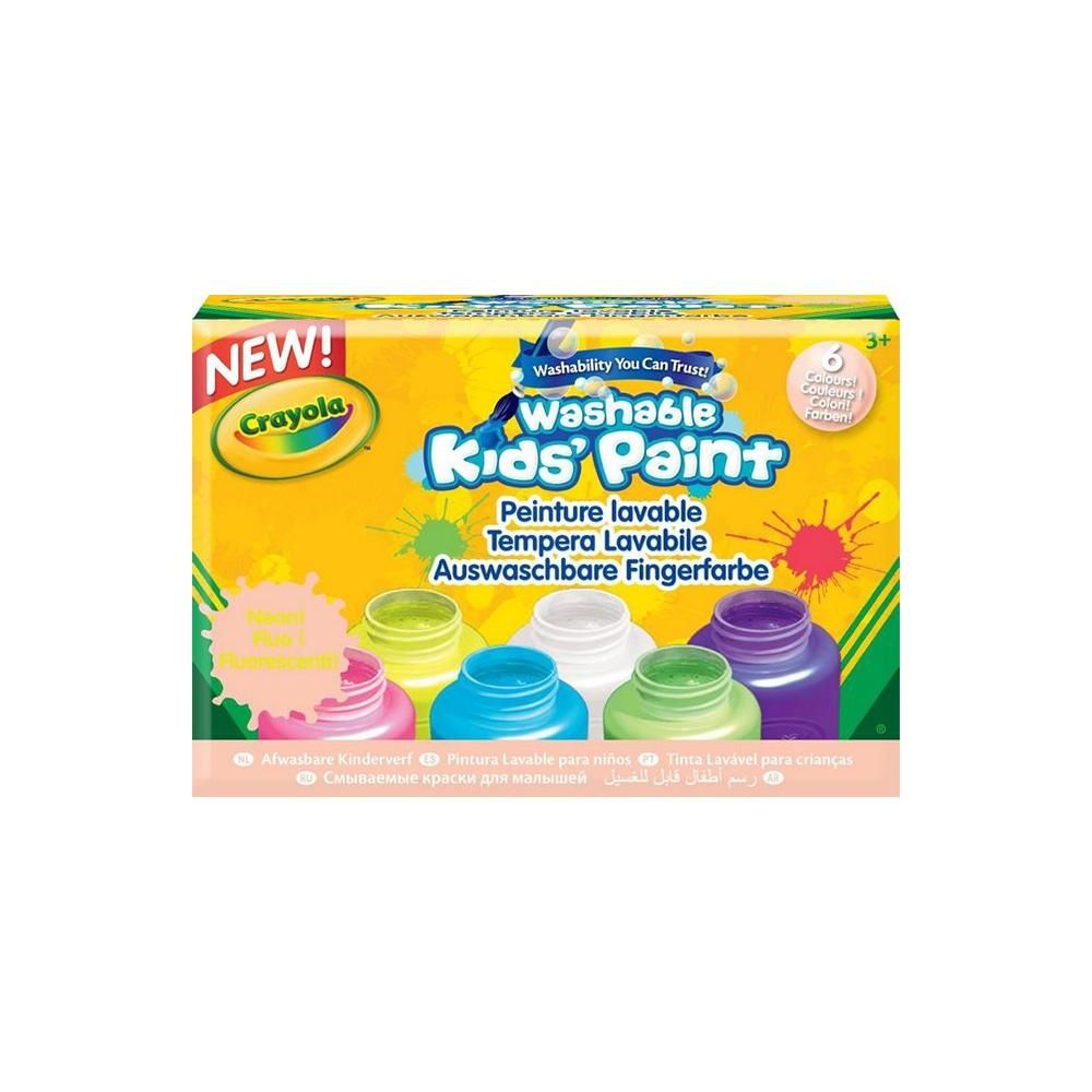 Crayola Lemosható neon festék, 6 darabos