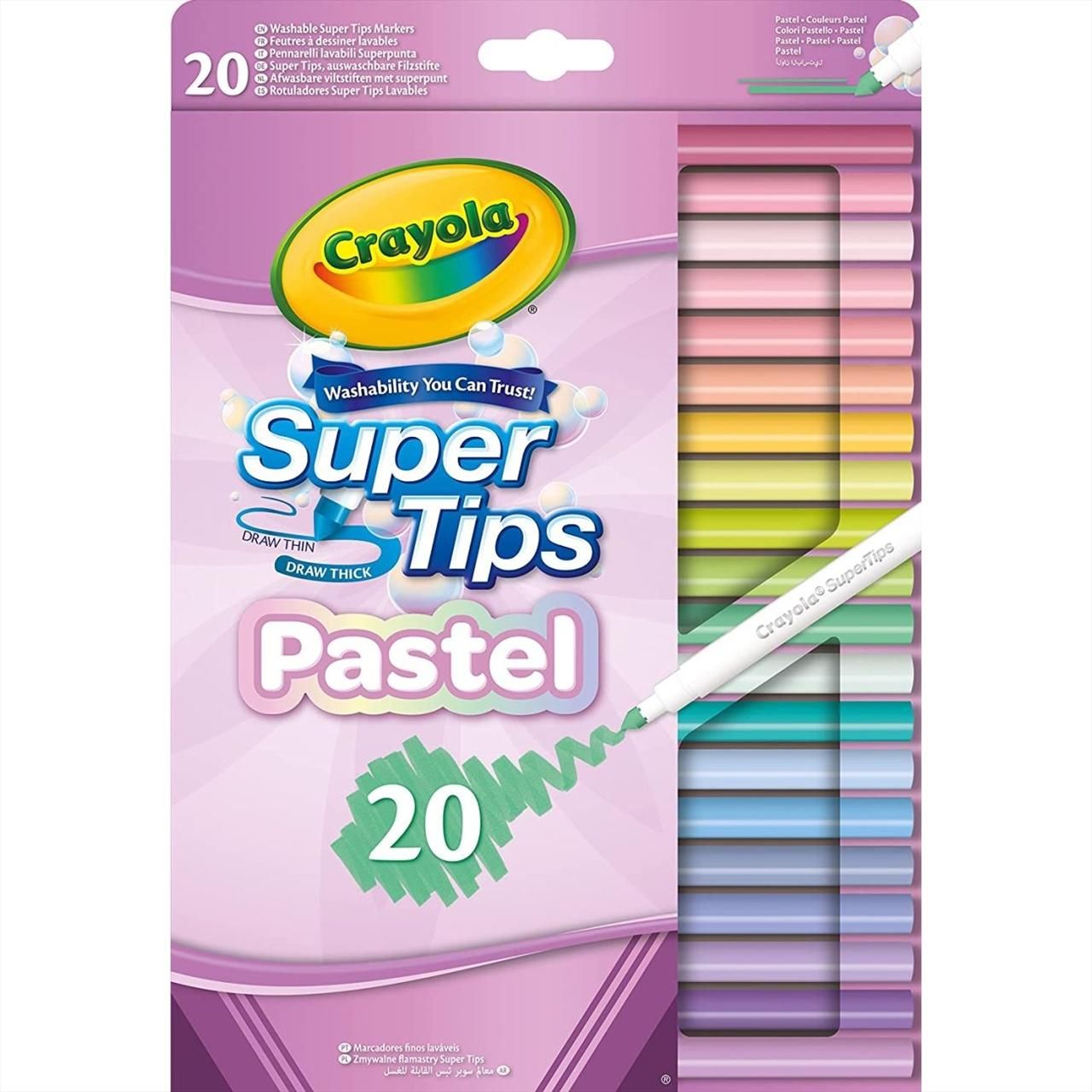 Crayola Super Tips kimosható filctoll pasztell 20 db