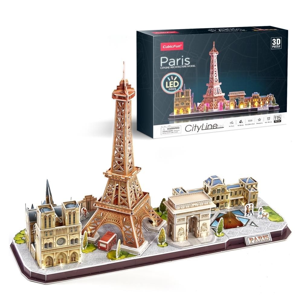 CubicFun 3D puzzle City Line Párizs LED világítással