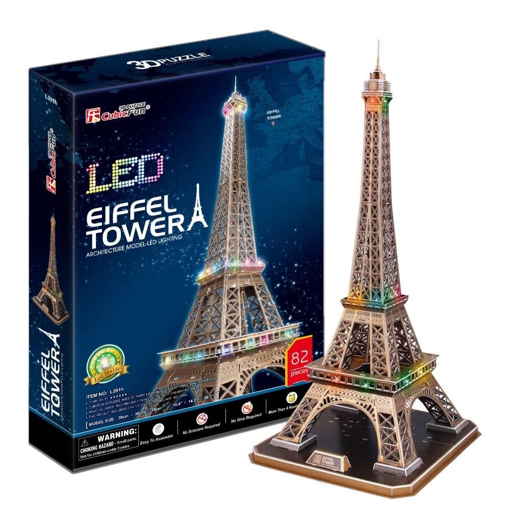 CubicFun 3D puzzle Eiffel-torony LED világítással  