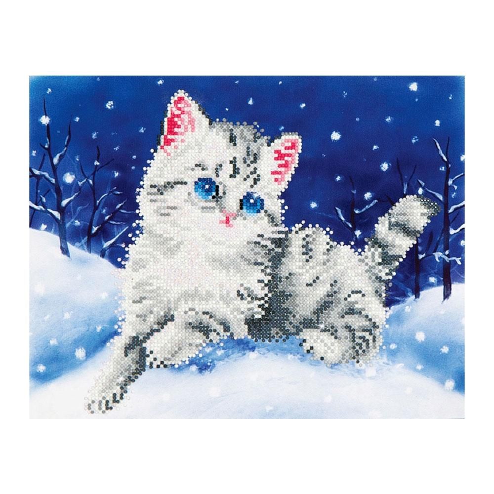 Diamond Dotz gyémántszemes kirakó szett, középhaladó - Kiscica a hóban