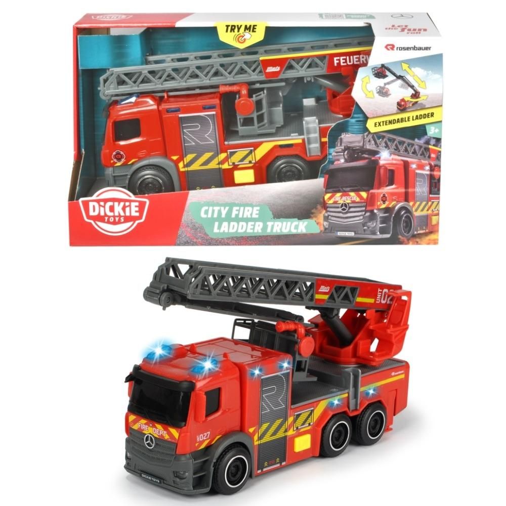 Dickie City létrás tűzoltóautó hanggal és fénnyel 23 cm