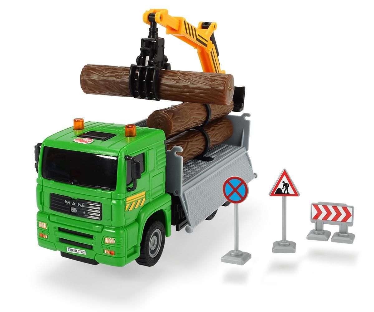 Dickie Heavy City Truck teherautó szállítmánnyal 25 cm, farönk szállító