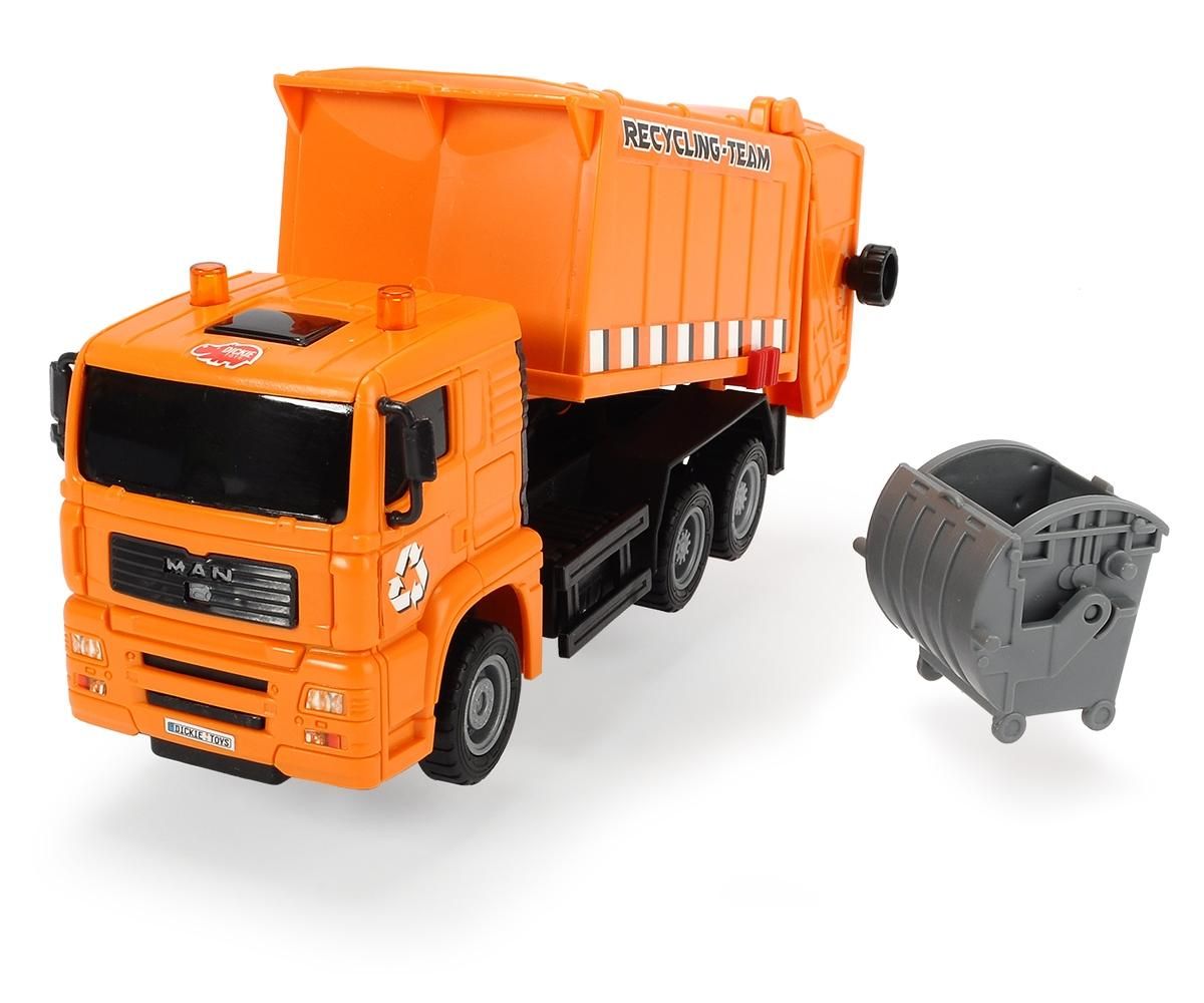 Dickie Heavy City Truck teherautó szállítmánnyal 25 cm, kukás