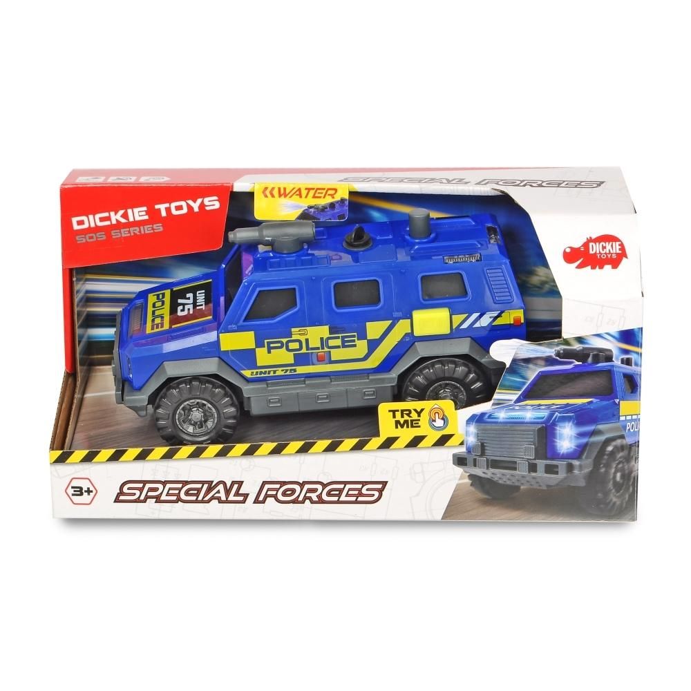 Dickie International Special Forces páncélozott rendőrjármű hanggal és fénnyel