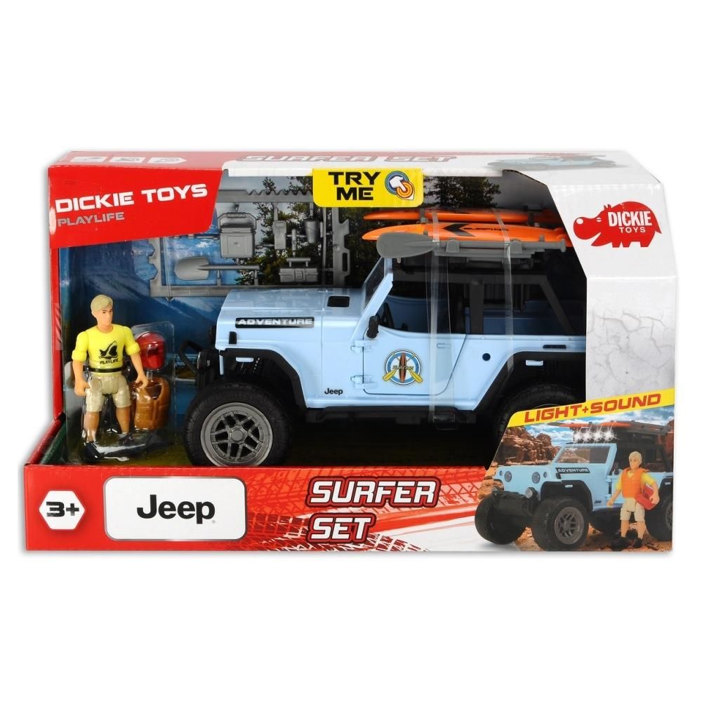 Dickie Jeep Wrangler szörf szett hanggal és fénnyel 22 cm